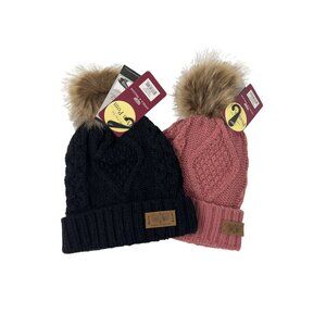 Bundle of Two Pom Pom Beanies